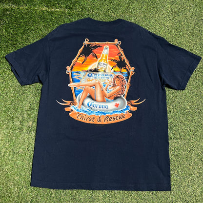 2003 Corona Extra Thirst & Rescue Navy Blue Tee Size XL USED v16375