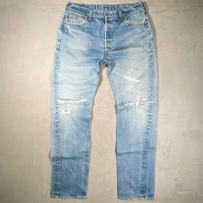 2002 Levi's 501 Blue Denim Jeans Size 38 USED v20437