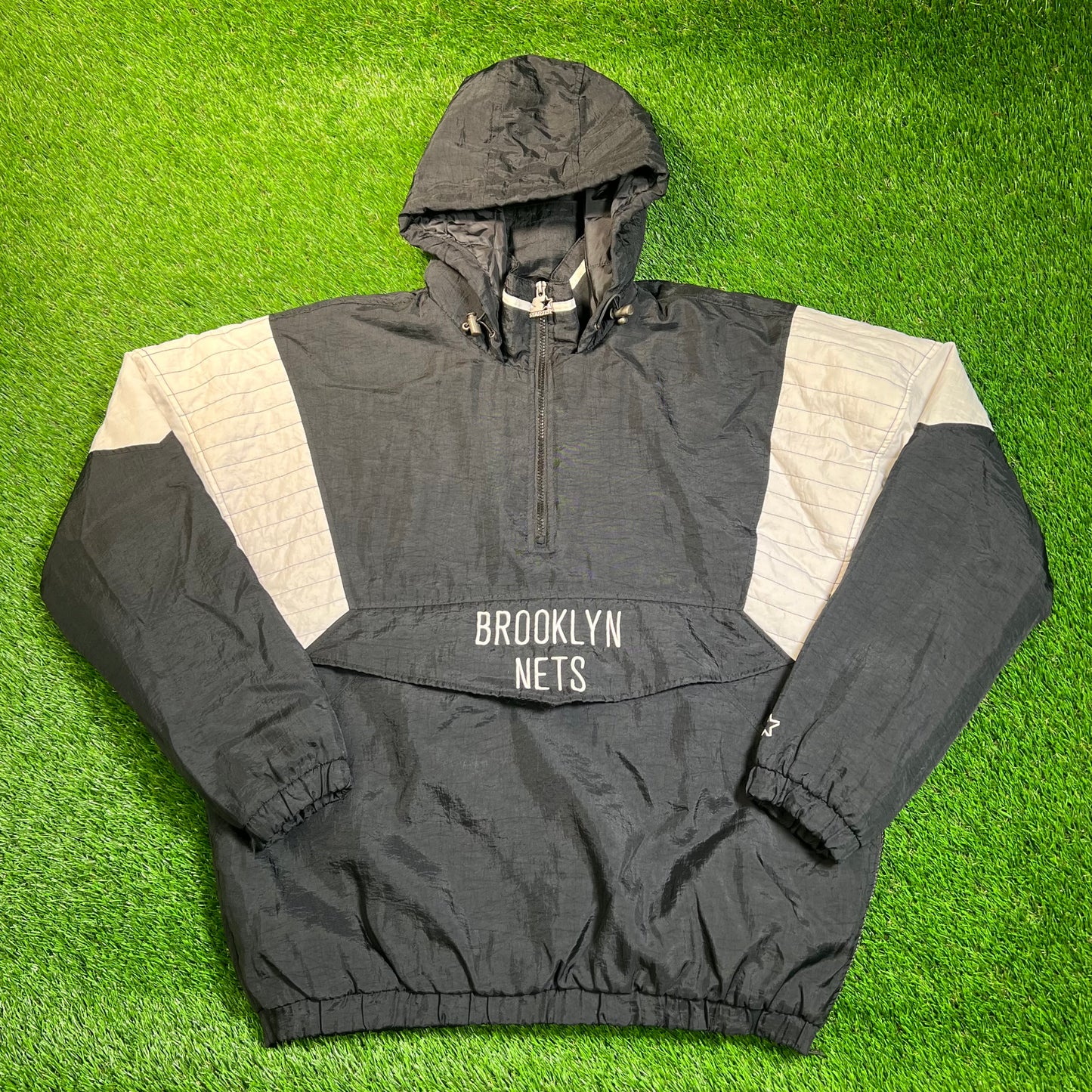 1990s Brooklyn Nets Black Starter Jacket Size XL USED v18848