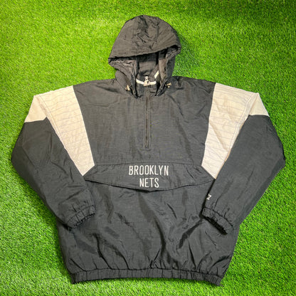 1990s Brooklyn Nets Black Starter Jacket Size XL USED v18848
