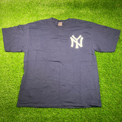 Y2K Yankees Berra 8 Navy Blue Tee Size XXL NEW v18754