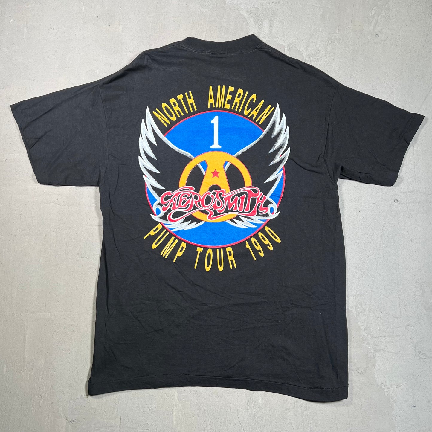 1990 Aerosmith North American Pump Tour Black Tee Size Large USED v16631