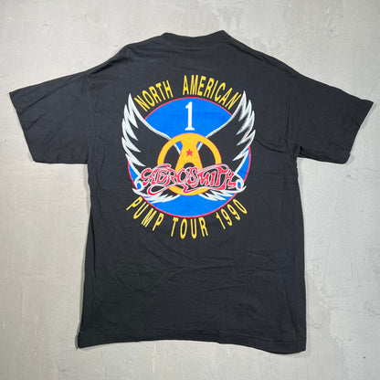 1990 Aerosmith North American Pump Tour Black Tee Size Large USED v16631