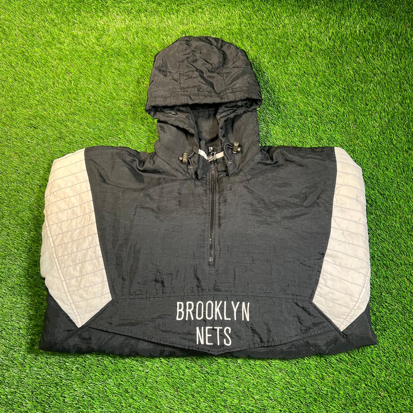 1990s Brooklyn Nets Black Starter Jacket Size XL USED v18848