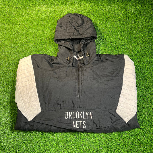 1990s Brooklyn Nets Black Starter Jacket Size XL USED v18848