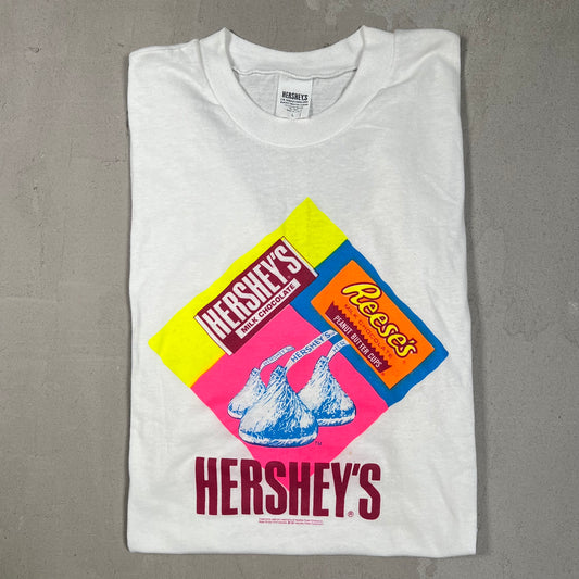1991 Hersheys Reeses Chocolate White Tee Size Large USED v19225