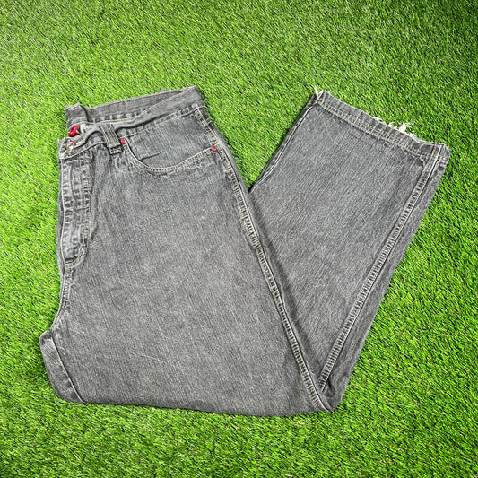 Y2K Platinum Fubu Washed Grey Jeans Size 40x34