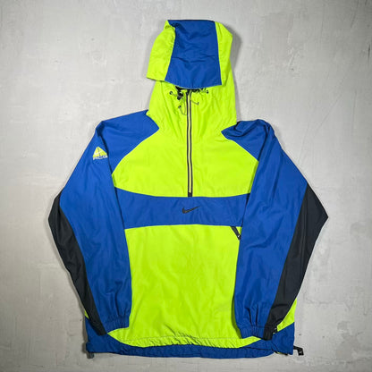 1990s Nike ACG Green/Blue Windbreaker Packable Jacket Size Large USED v20237
