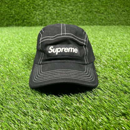 Supreme 2-Tone Twill Black Camp Cap USED x14855