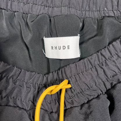 Rhude Front Spellout Faded Black Swim Shorts Size Medium USED x17597