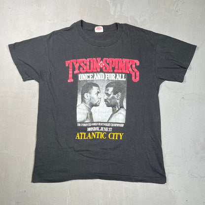 1988 Tyson vs. Spinks Black Tee Size Large USED v19460
