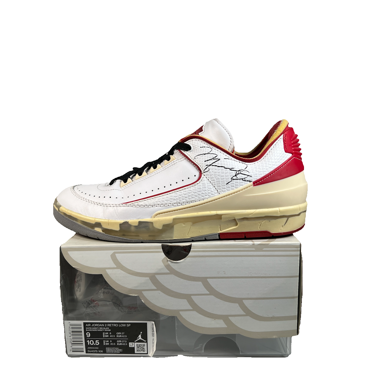 Jordan 2 Low Off-White White Red (2021) Size 9 USED s22647