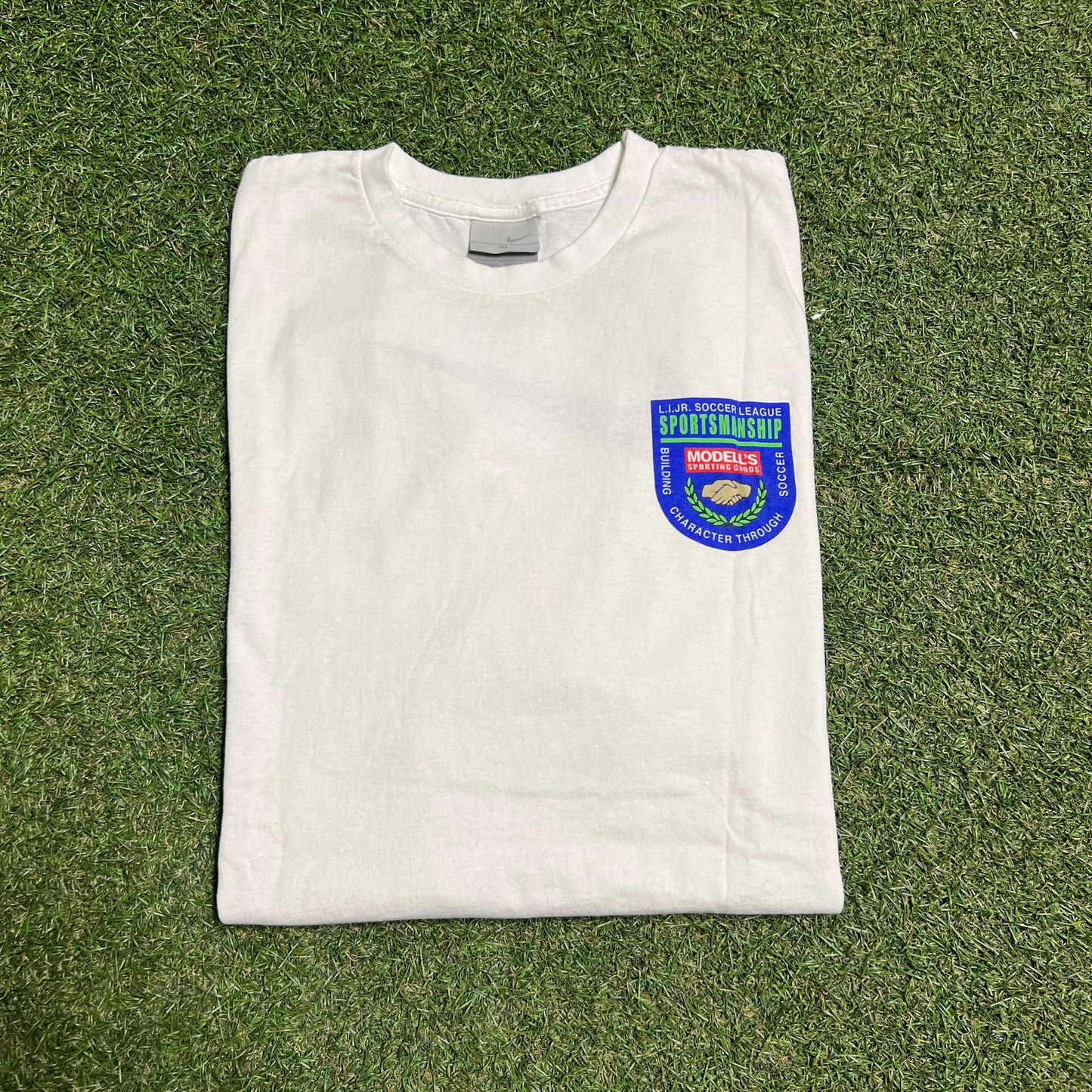 2000s Nike Modells LIJR Soccer League White Tee Size XL USED v16253