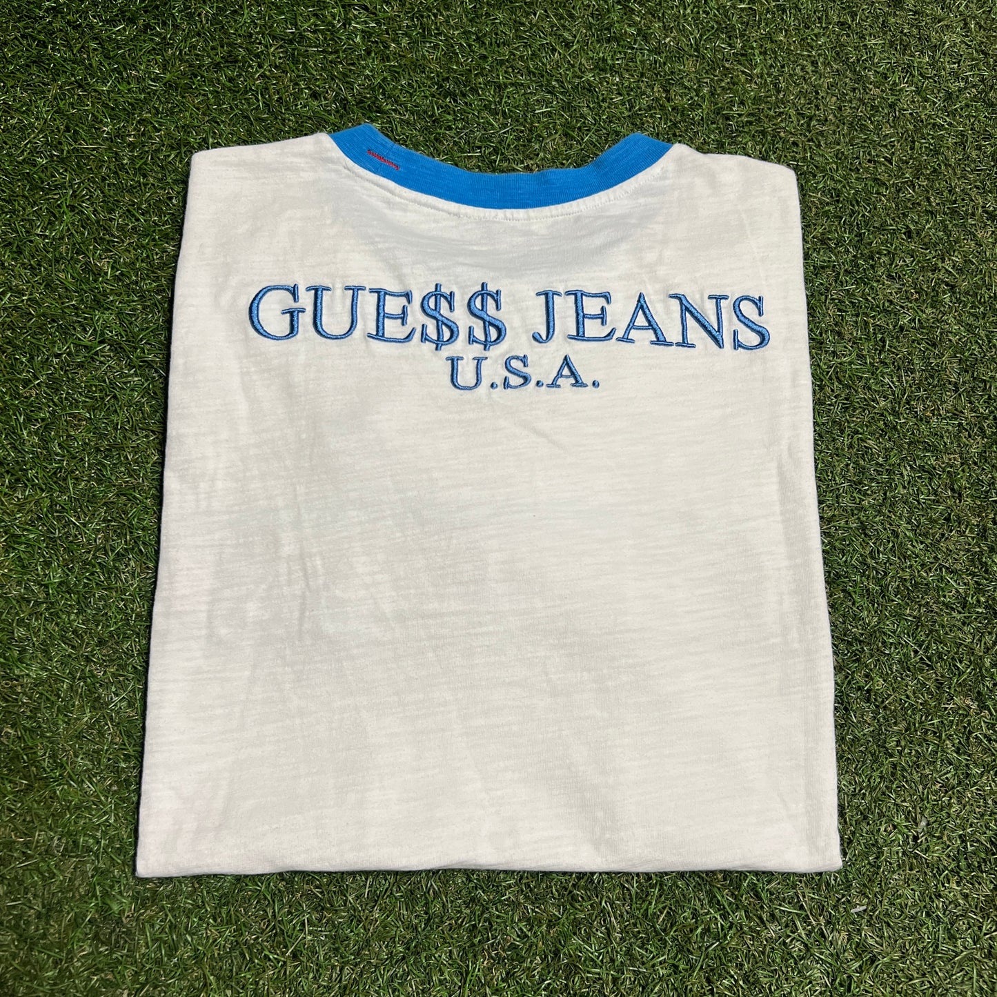 Guess Asap Rocky Colorful Stripped White Tee Size Medium USED x14131