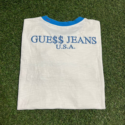 Guess Asap Rocky Colorful Stripped White Tee Size Medium USED x14131