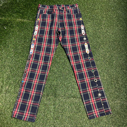 Kapital Plaid Studded Trousers Size 30 USED x14157