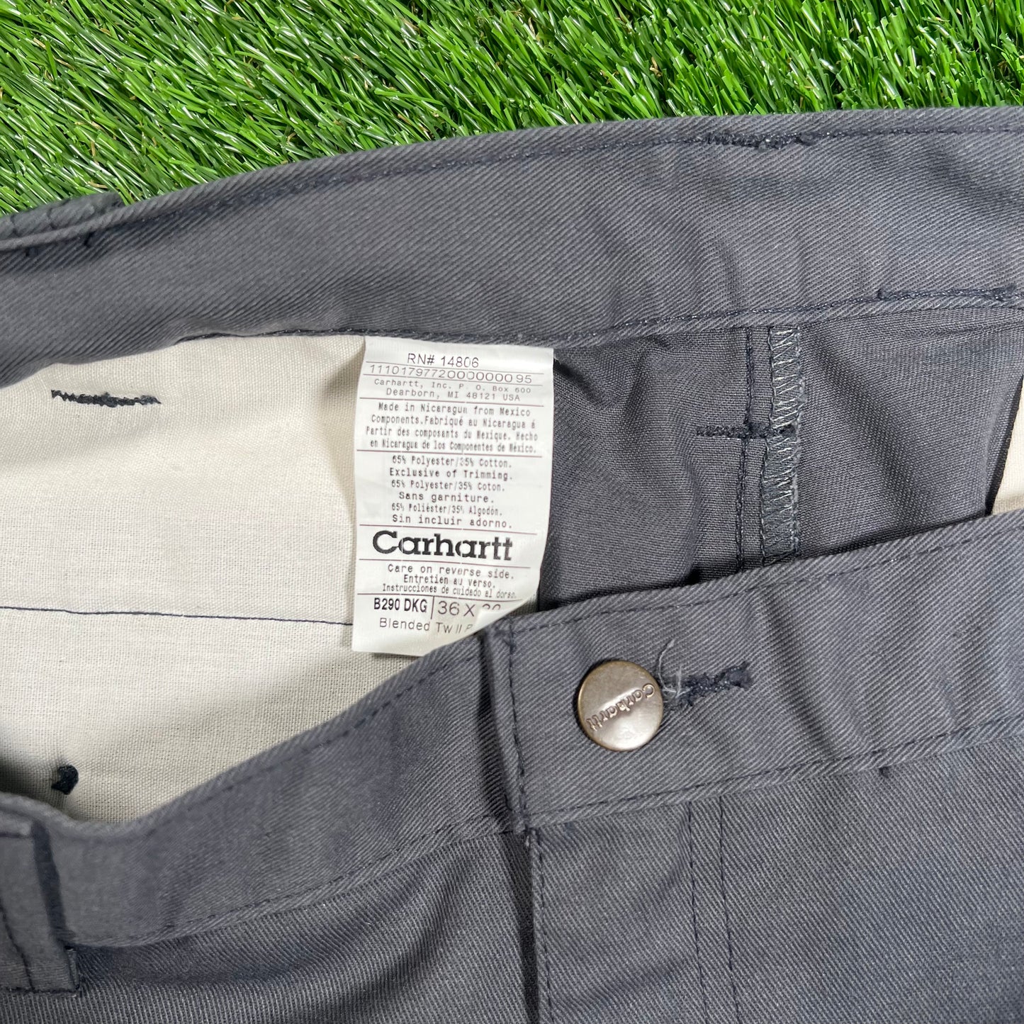 Y2K Carhartt Straight Leg Grey Pants Size 36x30 USED v18069