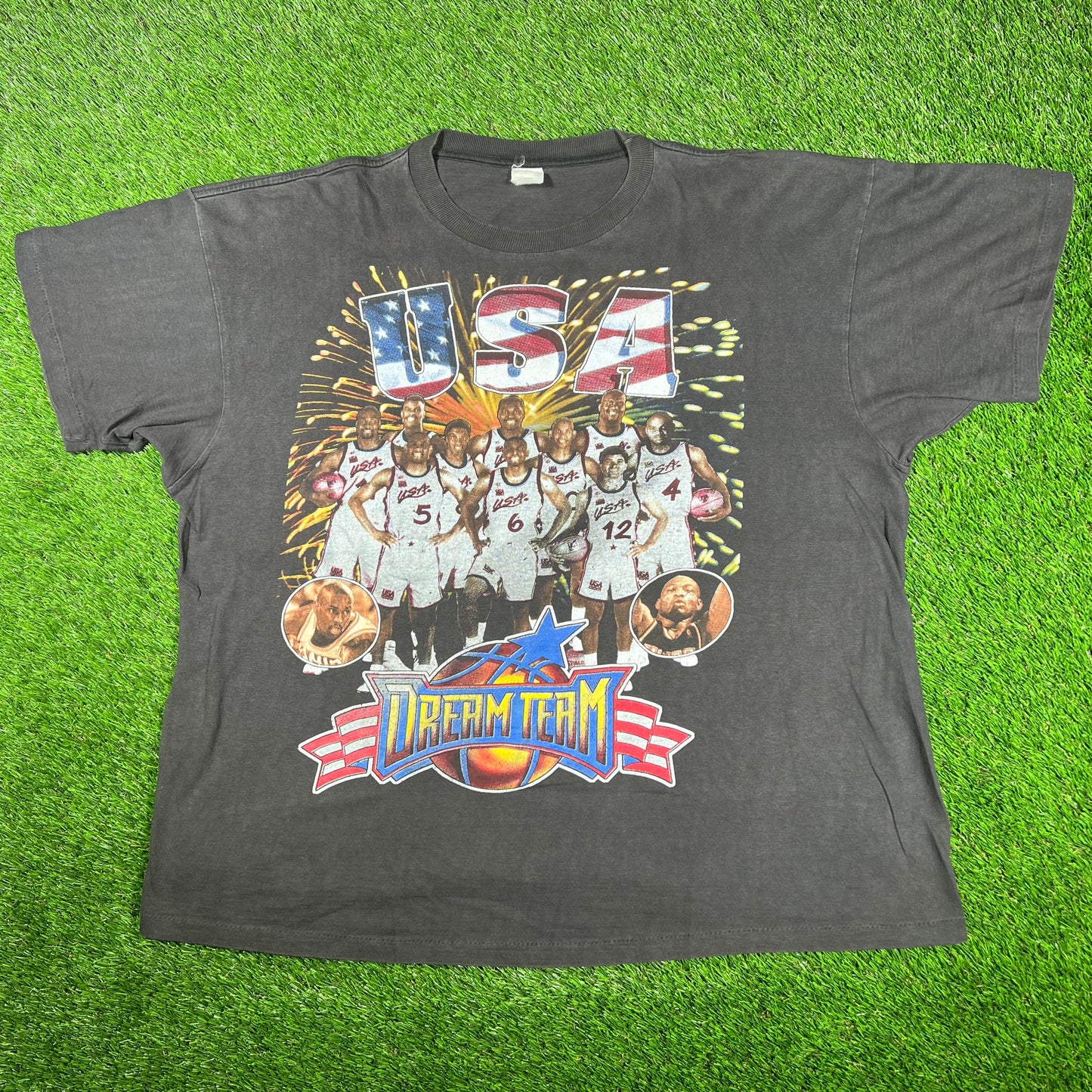 1996 USA Dream Team Basketball Rap Style Black Tee Size XXL USED v17157