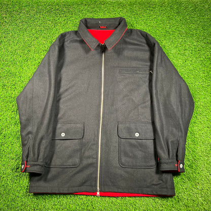 1990s Marlboro Reversible Red/Black Wool Jacket Size Large USED v18571