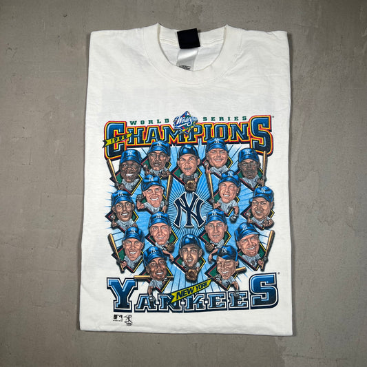 1999 New York Yankees Cartoon Team Championship Tee Size Large USED v19149