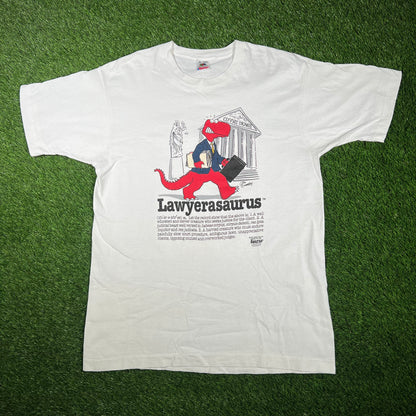 1990 Lawyerasaurus White Humor Tee Size XL USED v17336