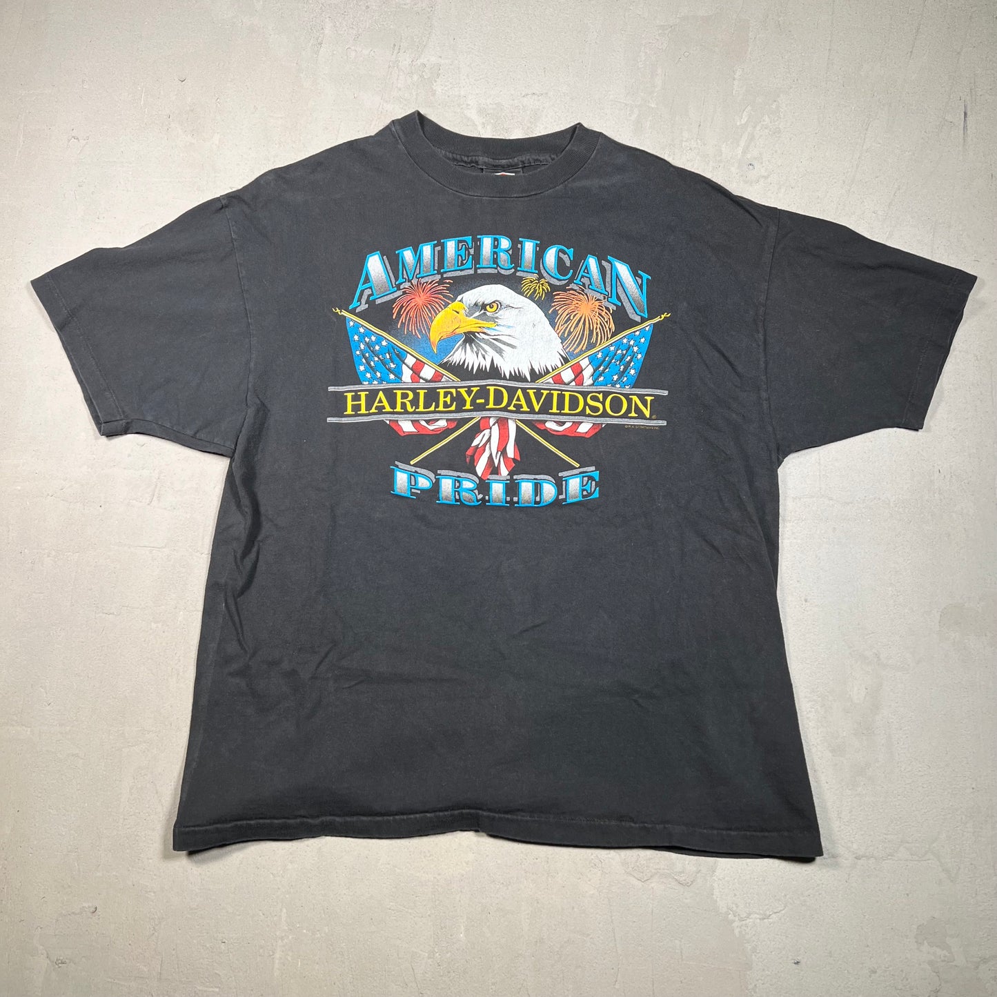 1997 Harley Davidson American Pride Eagle Black Tee Size XL USED v16466
