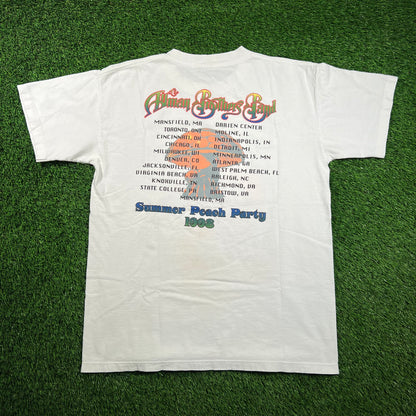 1998 Allman Brothers Band White "Summer Peach" Tour Tee Size Large USED v18439