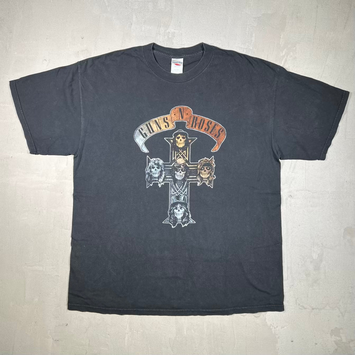 Y2K Guns N Roses Black Cross Tee Size XL USED v20315