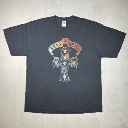 Y2K Guns N Roses Black Cross Tee Size XL USED v20315