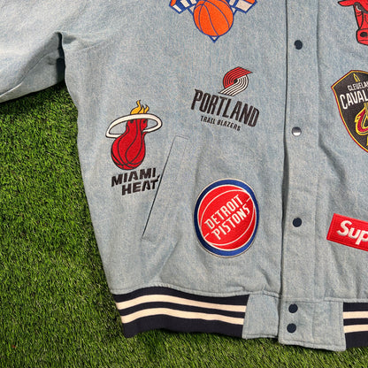 Supreme Nike NBA Teams Warm Up Denim Jacket (2018) Size XL USED x16542