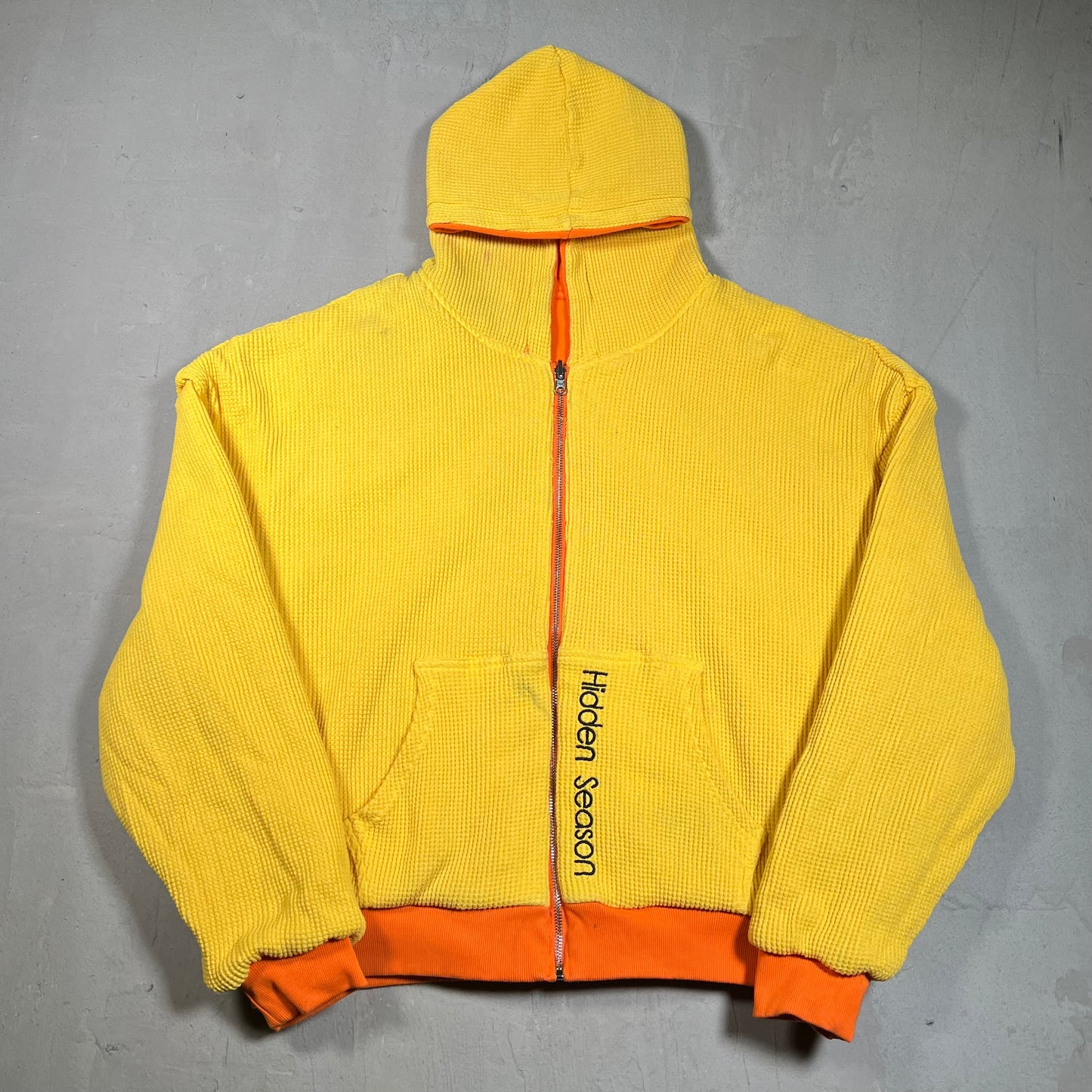 Hidden Season Orange/Yellow Reversible Hoodie Size Small USED x17202