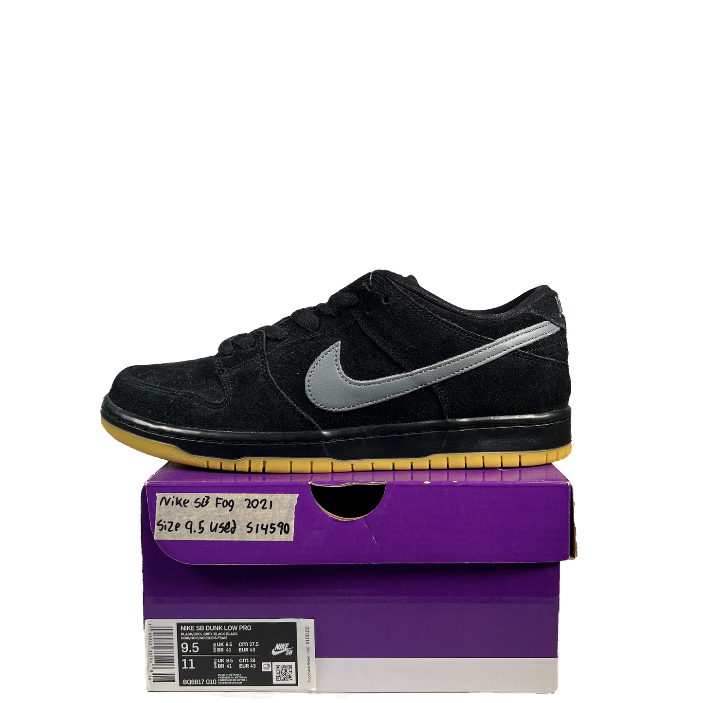 Nike SB Dunk Low Fog 2021 Size 9.5 USED s14590
