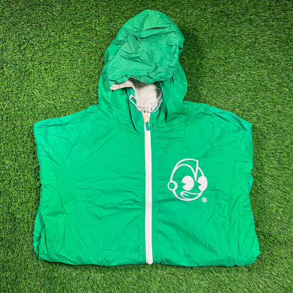 Kid Robot Reversible Green/White Zip Up Windbreaker Size Medium USED v18304