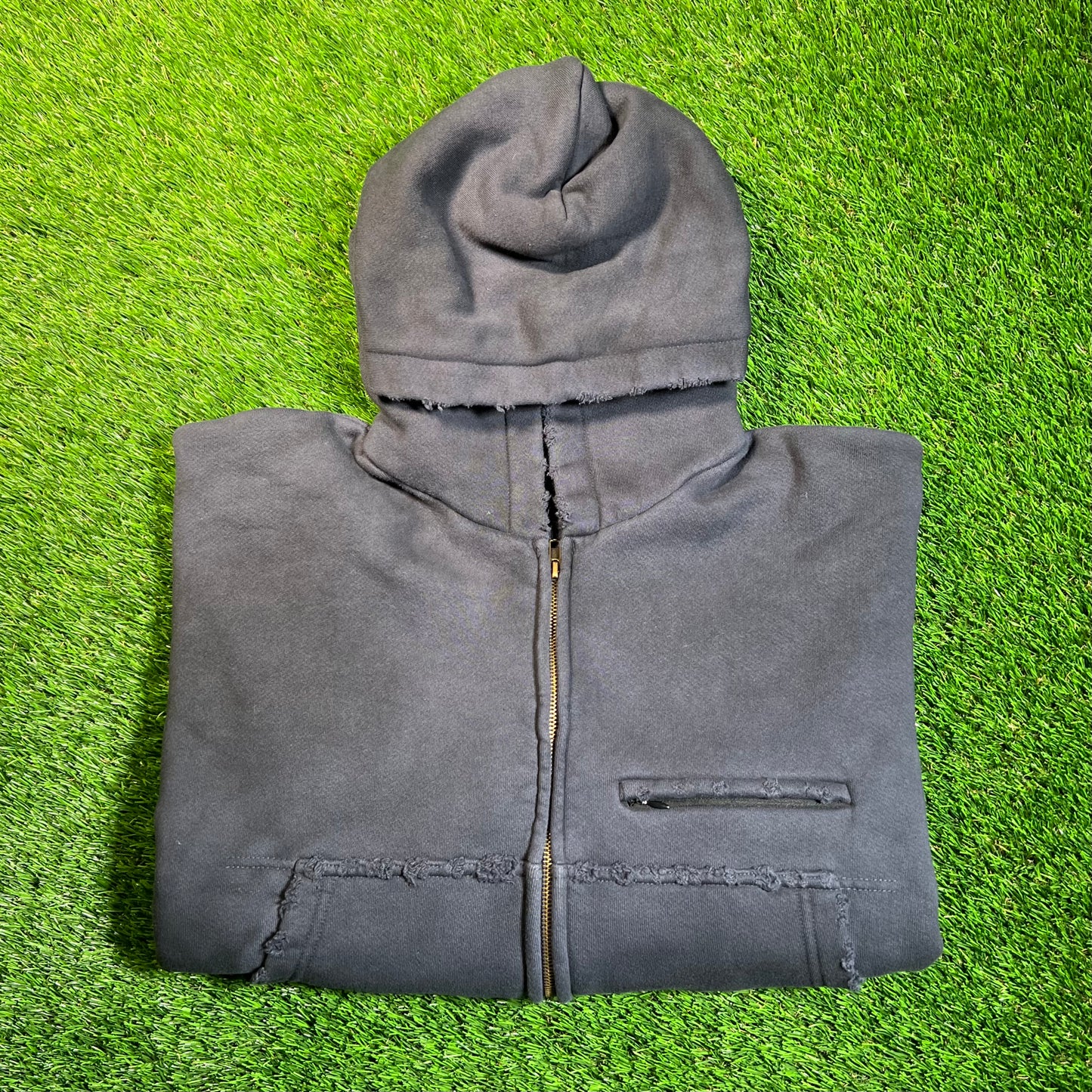GV Gallery Raspberry Washed Navy Front Pocket Zip Up Hoodie Size XS USED x16902