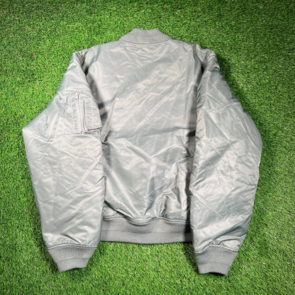 Stussy Built Reversible Bomber Green/Orange Jacket Size Large USED x16648