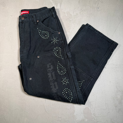 Supreme Black Paisley Studded Double Knee Painter Pant (2023) Size 30 NEW x16024