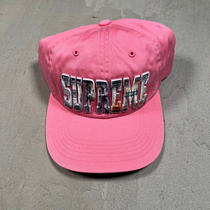 Supreme Embroidered Money Logo 6 Panel Pink Hat NEW x17417
