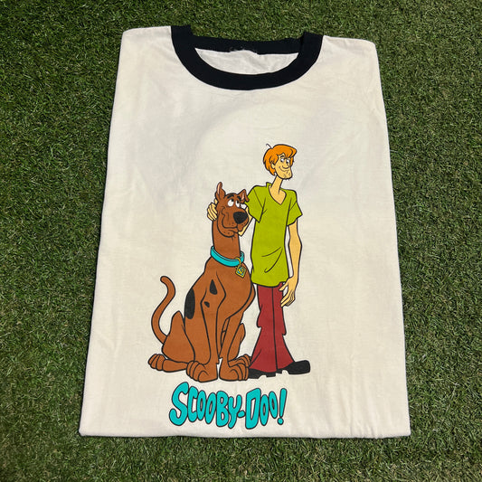 1990s Scooby Doo Shaggy White Ringer Tee Size XL USED v16385