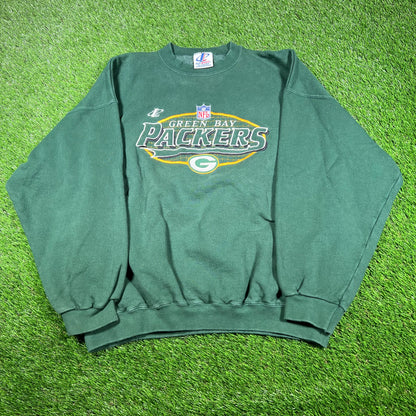 1990s Green Bay Packers Embroidered Logo Green Crewneck Size XL USED v16983