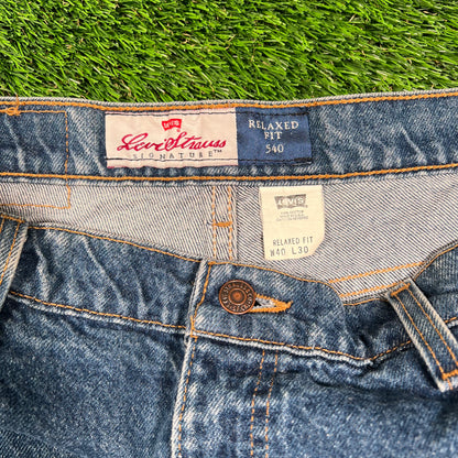 1990s Levis Brown Tag Blue Jeans Size 40x30 USED v18592