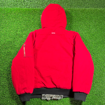Supreme Reversible Faux Fur Red Hooded Work Jacket (2026) Size XL NEW x16444