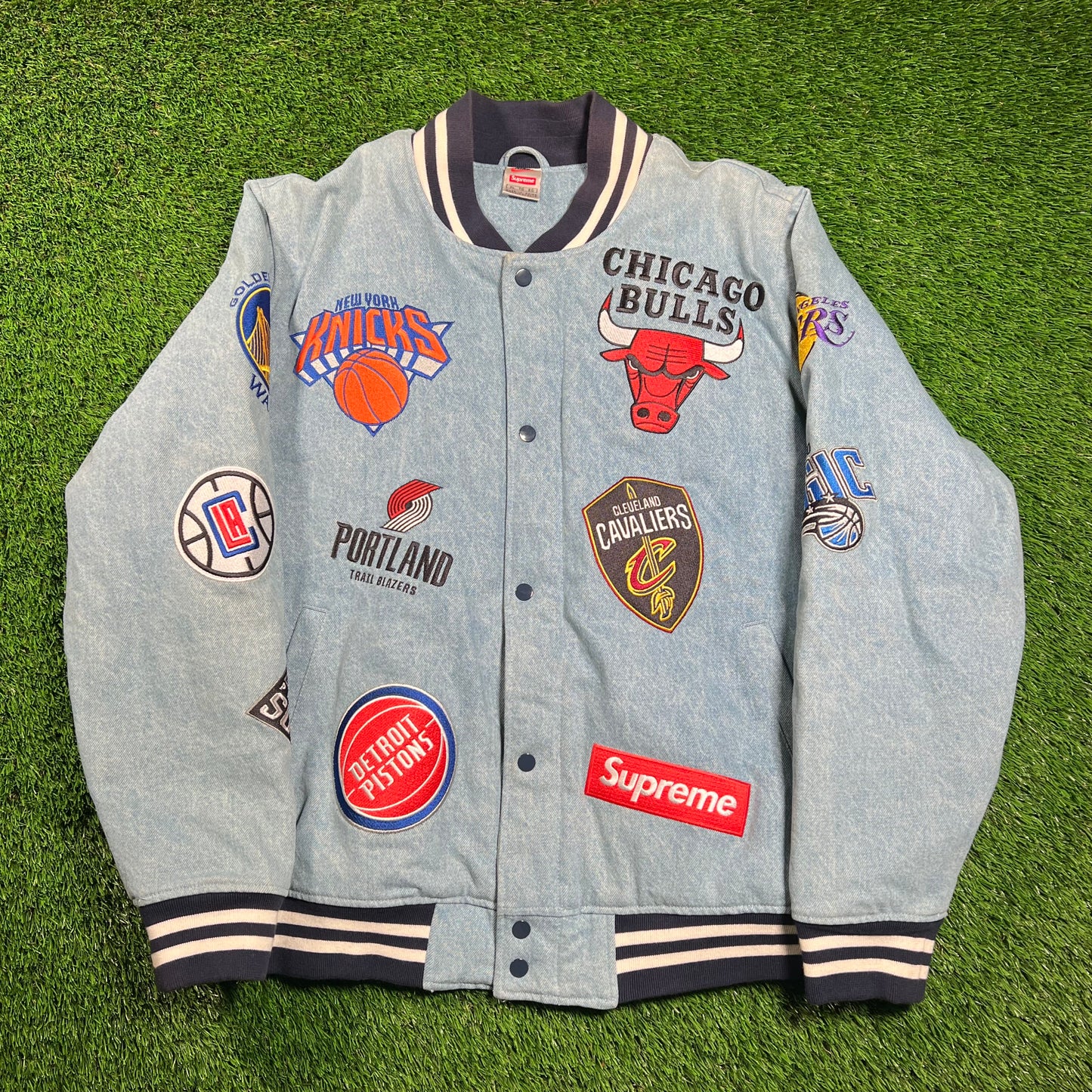 Supreme Nike NBA Teams Warm Up Denim Jacket (2018) Size XL USED x16542