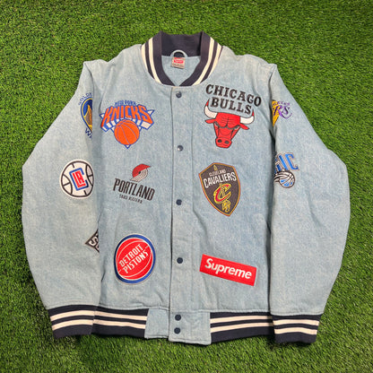 Supreme Nike NBA Teams Warm Up Denim Jacket (2018) Size XL USED x16542