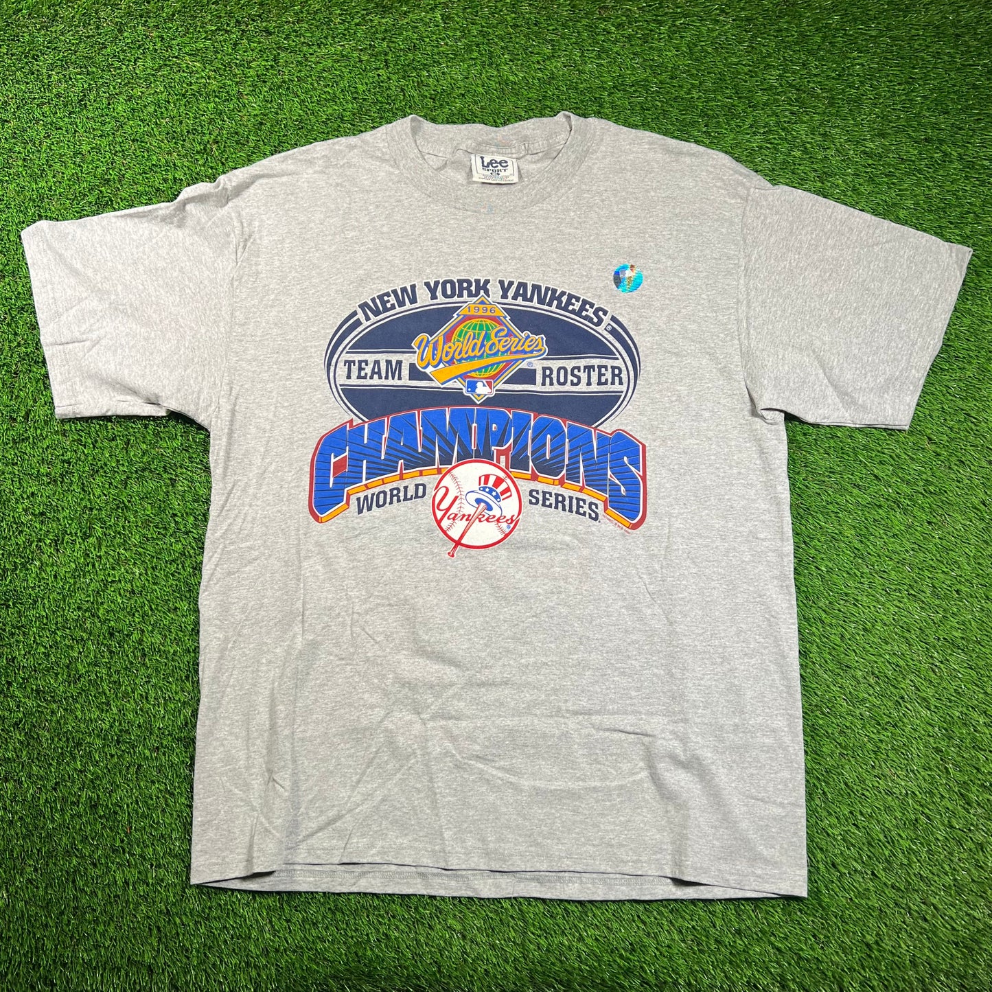 1996 Yankees World Series Team Roster Grey Tee Size XL NEW v18522