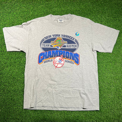 1996 Yankees World Series Team Roster Grey Tee Size XL NEW v18522