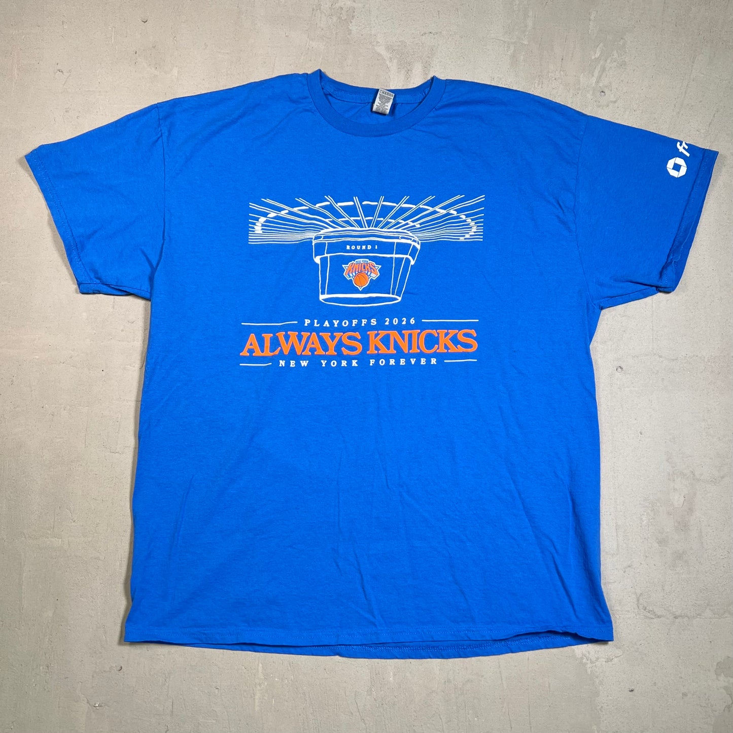 Knicks "Always Knicks" Playoffs 2026 Blue Tee Size XL USED v19563