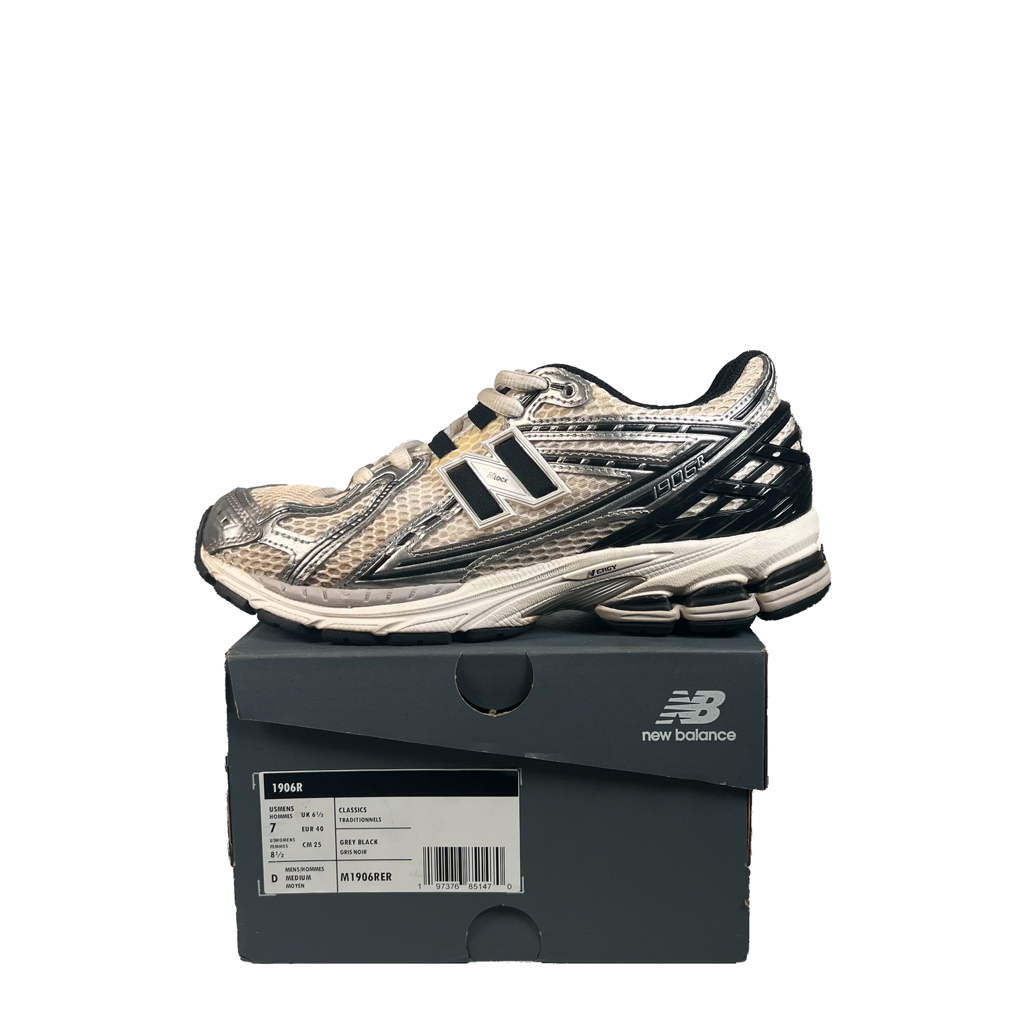 New Balance 1906R Silver Black (2024) Size 7 USED s22448