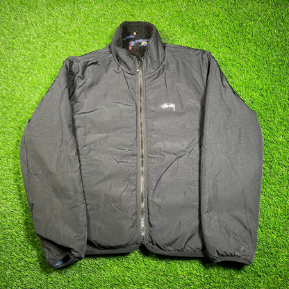 Stussy Cosmos Reversible Jacket Multicolor Sherpa Fleece (2023) Size Medium USED x16776