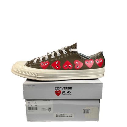 Converse CDG Multi Heart Brown Lows Size 11 USED s22803