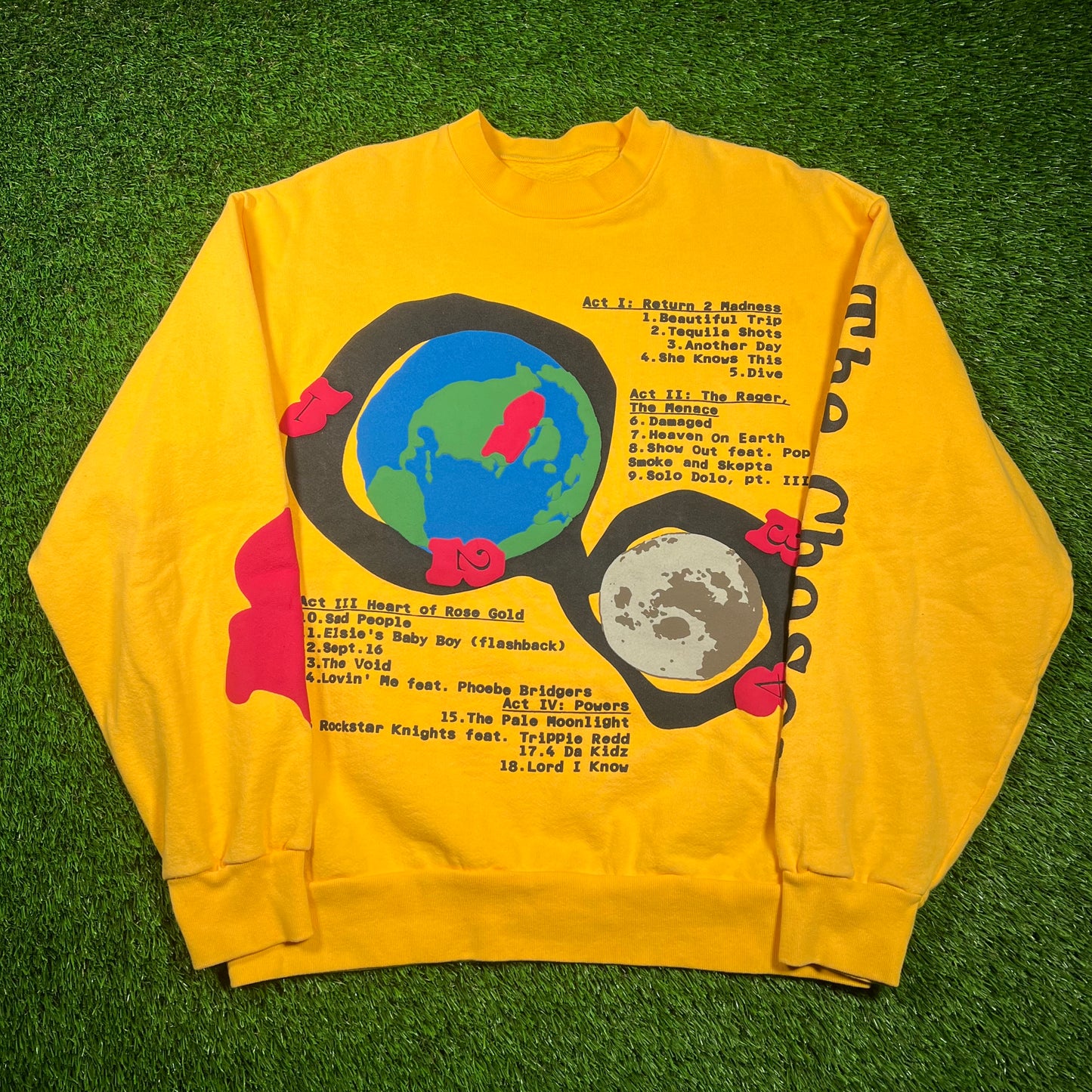 Kid Cudi CPFM Man on Moon 3 Yellow Crewneck Size Medium USED x16702